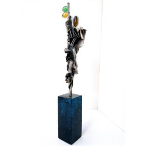 Shakil Ismail, 4 x 19 Inch, Metal Sculpture with Agate Stone, Sculpture, AC-SKL-128